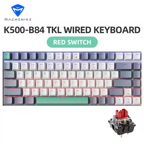 Machenike K500-B84 Wired Mechanical Keyboard TKL 84 Keys RGB Backlight Gaming Keyboard PBT Doublesho