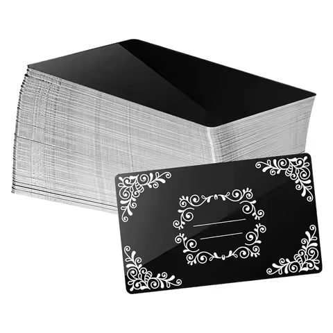 BQ-100 Pcs DIY Gift Cards, Laser Engraving Metal Blanks In Gloss Black Aluminum For Business Cards