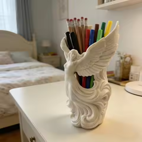 Creative Angel Wings Design Angel-Shaped Vase Container Decorative Design 3D Printed Vase Multi-Purp