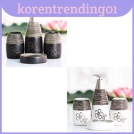 Elegant Ceramic Washroom Accessories 4piece Set With Flower Motif Gift Giving For