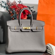 愛馬仕 hermes birkin25 8F錫器灰 金扣 togo皮 U刻