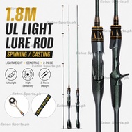 1.8M UL Lure Fishing Rod Ultralight Spinning Casting Rod 2 Piece Carbon Fishing Rod High Sensitivity