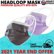 Headloop 3 Ply Mask Headloop Hijab Mask 3Ply Face Mask 3 ply 1pcs Hijab Mask Hitam Black Mask