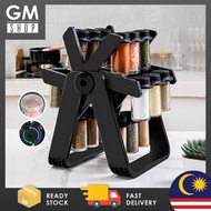 GMshop Ferris Wheel Rotatable Glass Seasoning Rack Set Seasoning Spice Jar 18 Cans Rak Berputar Peny