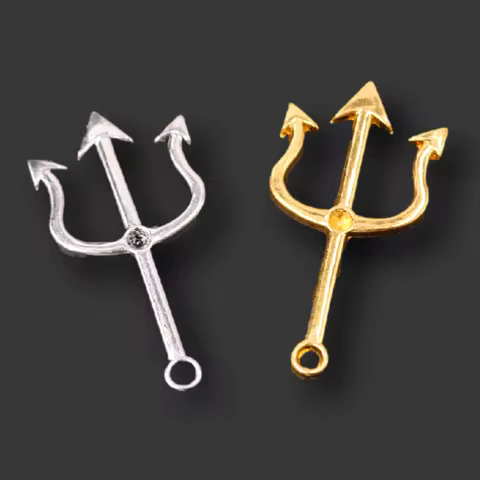 12pcs Gold Color Silver Color Weapon Trident Pendants Retro Earrings Metal Accessories DIY Charms Je