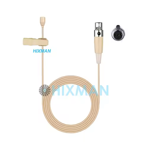 HIXMAN Beige LM2-MI OmniDirectiona Lav Lavalier Lapel Condenser Microphone For Mipro Peavey Beyerdyn