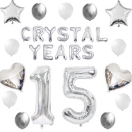 (SG Seller) 15th Wedding Anniversary, Happy Anniversary, Anniversary Balloons, 15 Balloon, Crystal W