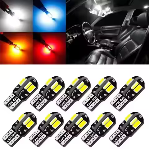 10/20PCS W5W T10 LED Bulbs Canbus 5730 8SMD 12V 6000K 194 168 LED Car Interior Map Dome Lights Parki