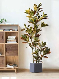人工變色榕樹枝與榕樹葉子,塑料植物適用於室內/室外花園,家居、辦公室裝飾,不含盆栽