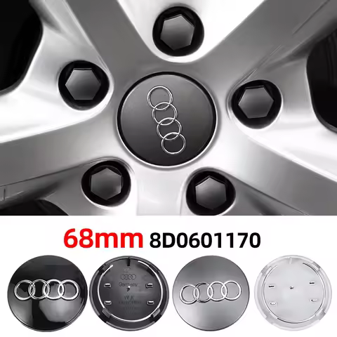 4pcs 68mm Chrome Wheel Rim Center Hub Caps Emblem 4 Ring Logo Badge Cover For Audi A1 A3 A4 A5 A6 A7