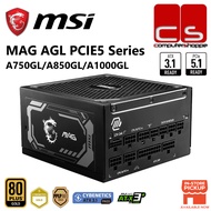 MSI MAG AGL PCIE5 Series ATX 3.1 80+ Gold Full-Modular Power Supply - A750GL/A850GL/A1000GL (Black/W