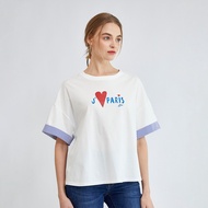 ELLE เสื้อยืด T-SHIRT ผ้า COTTON แขนสั้น ปลายแขนพับเบิ้ล สกรีนลายกราฟฟิค (มีให้เลือก 3สี) รุ่น W3K6