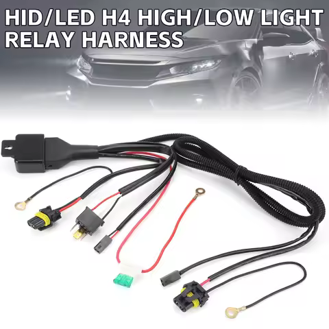 HID LED H4 Relay Harness Wire 1 Lead 2 Lamp 12V High Low Beam Bi-Xenon Headlight Projector Lenses Co