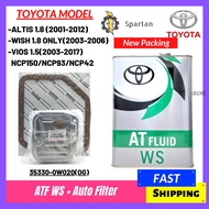 Toyota ATF WS Auto Gear Oil ( 4L ) ( Toyota Altis / Camry / Vios ) + TOYOTA AUTO FILTER & GASKET VIO