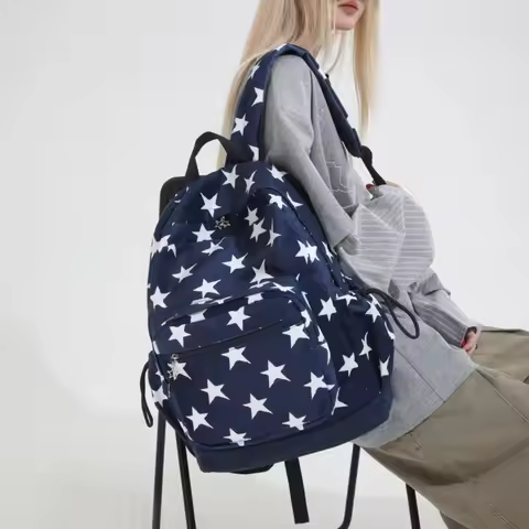 High-capacity Vintage Grunge Men Backpacks All Match Simple Fashion Star Letter Schoolbags Y2k Aesth