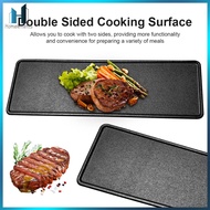 【Homelements】15.1 X 4.7 นิ้วเหล็กหล่อแบนด้านบนตะแกรงสำหรับเตาเตา Griddle Grill Pan รูปสี่เหลี่ยมผืนผ