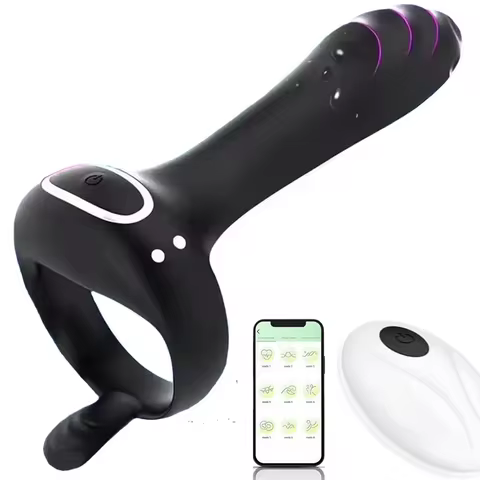 Telescopic Anal Plug Cock Ring Butt Vibrator Remote Control Prostate Massager Thrusting Anal Plug Co