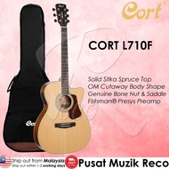Cort L710F Solid Sitka Top Semi Acoustic Guitar OM Body with Bag Fishman Pickup Kapok Gitar Akustik L-710F