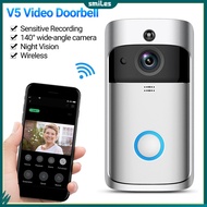 smiles|  V5 Video Doorbell Sensitive Recording Night Vision Home Outdoor Wireless Electronic Peephole Doorbell for Home