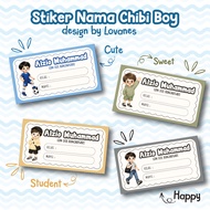 MATA Lovanes - Custom Name and Subject Stickers - Name Label Stickers - Chibi Boy Name Stickers