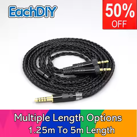 Braided Earphone Cable 16 Core Black For Sony MDR-Z1R MDR-Z7 MDR-Z7M2 With Screw To Fix Headphone LN