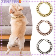 ZENFFEN Pet Necklace, Chain Collar Cat Dog Gold Necklace Chain Dog Collar, Fashion Adjustable Gold C