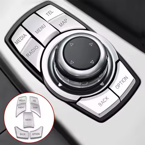 For BMW 3 4 5 6 X5 X6 Gt2 Series Chrome Multi-Media Button Idrive Controler Frame Decoration Sticker