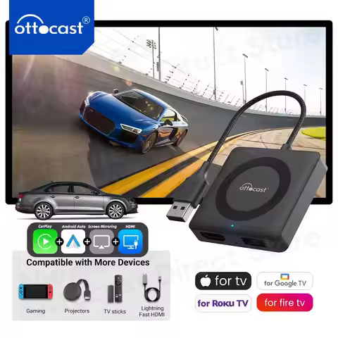 Ottocast Car TV Mate Pro Max Wireless CarPlay Android Auto Adapter for Fire Google TV Stick Converte