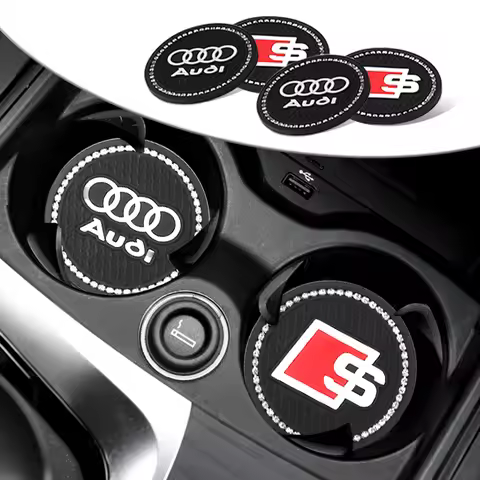 2Pcs Car Coasters Water Cup Pad For Audi A3 A4 A5 A6 B8 Q5 S5 Sline B6 S3 S6 A1 A2 A7 A8 8P C5 C6 C7