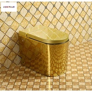 Ceramic Gold Sitting Toilet Creative Contracted Design Tankless 2 Way Flush Button Tandas Duduk Mangkuk Tandas Mewah