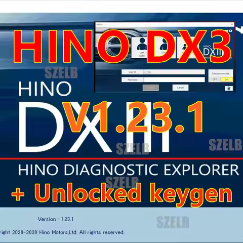 Hino Diagnostic EXplorer 3 Hino DX3 V1.23.1 with unlocked keygen Hino Diagnostic Software Unlimited