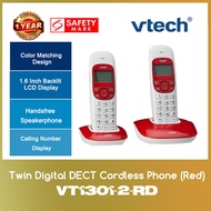 VTECH VT1301-2-RD Twin Digital DECT Cordless Phone for Home Office (Red) WITH 1 YEAR WARRANTY