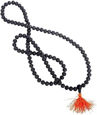 Natural Unpolished Karungali Malai Original | Karungali Malai 8mm - Natural Black Ebony Wood Mala