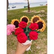 Jcraft Crochet Stem Flower Sunflower Rose Minimalist Decoration