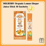 HOLBERRY Organic Lemon Ginger Juice Stick 10 Sachets  No Additives | Organic Lemon & Ginger Juice Dr