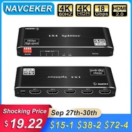 NEW Navceker 4K 1x4 HDMI 2.0 Splitter HDR HDMI Splitter 1x2 4K HDMI Splitter HDCP 2.2 1080P HDMI Spl