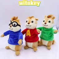 WITAKEY 3Pcs Alvin and the Chipmunks Plush Toy, Plush Soft Fluffy Squirrel Doll Pendant, Kawaii Cart
