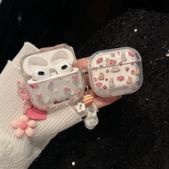White Rabbit Earphone Case i12 i11 i13 Cartoon Transparent Embossed 2 3 Bluetooth gen3 gen2 Wireless