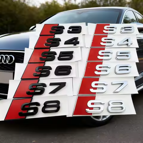 3D ABS Audi Car Trunk Badge Sticker Black Chrome Logo Emblem for S3 S4 S5 S6 S7 S8 Models 8Y 8P 8V B