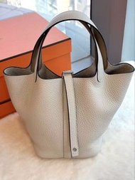 Hermes🌟Picotin 18 奶昔白銀 拼色手柄 tc stamp K