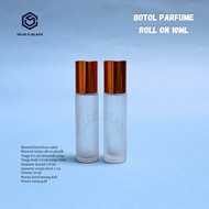 Botol roll on 10ml/botol parfume roll on 10ml frosted tutup gold 