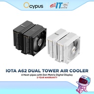 Ocypus Iota A62 Dual Tower 6 Heat Pipes CPU Air Cooler with Digital Display (Black/White)