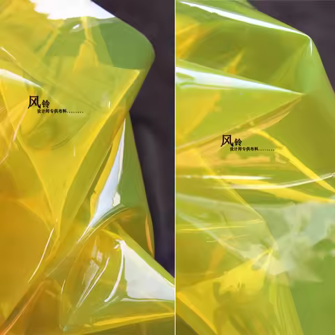 TPU Fabric Yellow PVC Jelly Plastic Film DIY Waterproof Raincoat Windbreaker Coat Bag Decor Clothes 