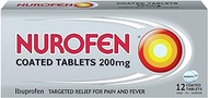 Nurofen Coated Tablets Relief for Pain and Fever, 200 mg, 12 Count
