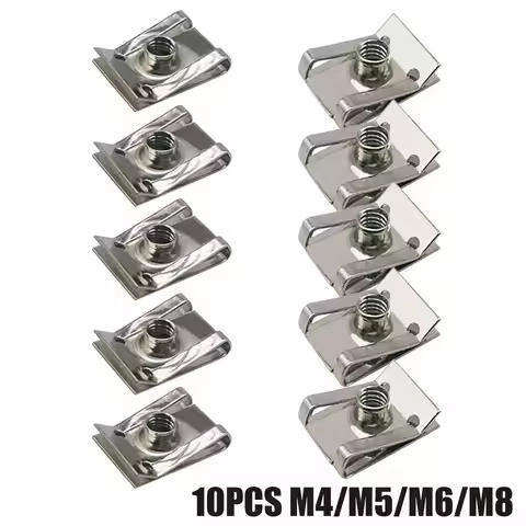 10pcs Stainless Steel U Type Clips with Thread M6 M5 M4 M8 8mm 5mm 6mm 4mm Reed Nuts for Car Motorcy