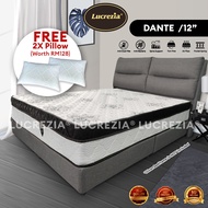 Free Shipping / LUCREZIA Dante (12 inch) Pocket Spring Mattress / Tilam / 床垫 / ( Single / Super Sing