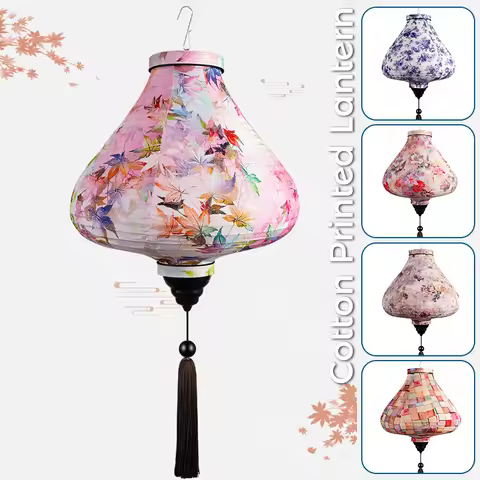 12/14inch Oriental Style Light Palace Lantern Chinese Floral Pattern Silk Lantern Vietnam Mid Autumn