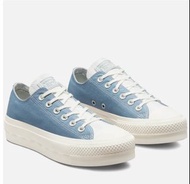 CONVERSE WOMEN'S CHUCK TAYLOR ALL STAR LIFT CRAFTED CANVAS PLATFORM TRAINERS - INDIGO OXIDE