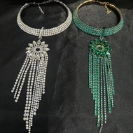 1 Pcs Exaggerated rhinestone necklace sexy atmospheric tassel necklace