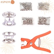 ESPOIR 50/100 Pressure Plier Button Claw Set Buckle Five-claw Buckle Metal Sewing Buttons